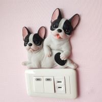 Light Switch Stickers Cute Dog Creative Wall Stickers Ornaments Living Room 3d Stereo Resin Childrens Room Socket Decoration Wall Stickers Decals