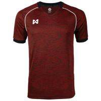 WARRIX SPORT เสื้อฟุตบอลพิมพ์ลาย คอวี WA-1547 (สีเลือดหมู-ดำ)