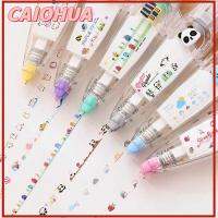 CAIOHUA 2PCS ประเภทกดกด เทปลบคำผิดลายการ์ตูน อุปกรณ์การเรียนรู้ แกนที่เปลี่ยนได้ ปากกาเทปตกแต่ง ของขวัญสำหรับเด็ก การตกแต่งไดอารี่ เทปลบคำผิดสำหรับตกแต่ง ไดอารี