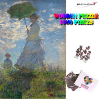 MOMEMO Woman with A Parasol Jigsaw 1000 Pieces Wooden Puzzle World Famous Painting Puzzle Artistic Insight Kids Puzzle Toy