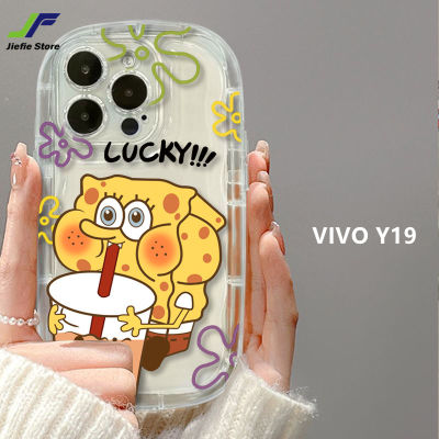 JieFie เคสโทรศัพท์การ์ตูน SpongeBob สำหรับ VIVO Y19น่ารักพายดาวดื่มสบู่ชานมเคสโทรศัพท์กันกระแทก TPU