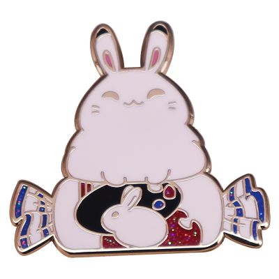 Glitter Creamy Candy White Rabbit Enamel Pin Bunny Sugar Brooch Badge Clothes Hat Backpack Decoration Jewelry Accessories