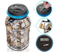 1.8L Piggy Bank Counter Coin Electronic Digital LCD Coin Money Saving Box woth Lock Jar Coins Storage Box For USD EURO GBP Money