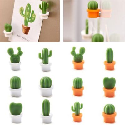 6pcs Cactus Fridge Sticker Cute Succulent Plant Magnet Button Refrigerator Message Sticker Magn Home Decor Kitchen Accessories