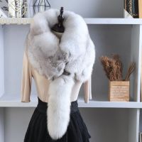 【CC】۞◑✴  Real Fur Scarf Men Woman Warm Shawl Soft Headscarf Super big Gray Accessories