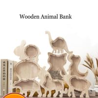 Wooden Animal Piggy Bank Cute Dinosaur Pig Cat Fish Bear Animal Money Boxes Coin Piggy Bank Desktop Ornament Coin Storage Tank