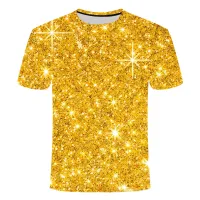 Glitter Gold พิมพ์เสื้อยืด2020ฤดูร้อน Nd ดิสโก้ไนท์คลับเสื้อยืด Uni Menwomen Stage Show Tops เสื้อผ้า