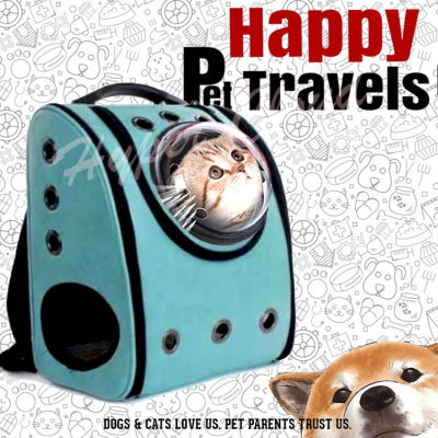 Pet Travel แคปซูลอวกาศใส่สัตว์เลี้ยง แมว สุนัข กระเป๋าใส่สัตว์เลี้ยง กระเป๋าสัตว์เลี้ยง กระเป๋าอวกาศสัตว์เลี้ยงสะพายหลัง PVC Backpack (Green)