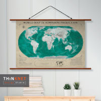 ภาพแขวนผนังแผนที่โลกวินเทจ: โรบินสัน โปรเจกชัน Vintage World Map: Robinson Projection