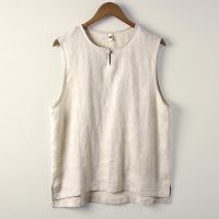 、’】【= Mens New Cotton And Linen Chinese Style Retro Undershirt T-Shirt 2023 Summer Round Buckle Large Size Mens Vest Casual Tops