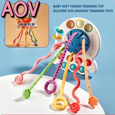 AOV ของเล่นการพัฒนาทางประสาทสัมผัสสำหรับเด็กทารก,ของเล่นสูบน้ำเป่าลมของเล่นฝึกฝนยูเอฟโอด้วยปลายนิ้วสัมผัสนุ่มสำหรับออกกำลังกาย Gratis Ongkir ปลาค็อด