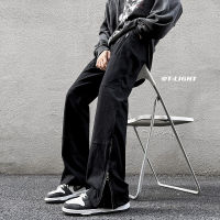 American vibe pants Mens minority design Multi Zipper Black Jeans Fit straight leg Micro flare trend