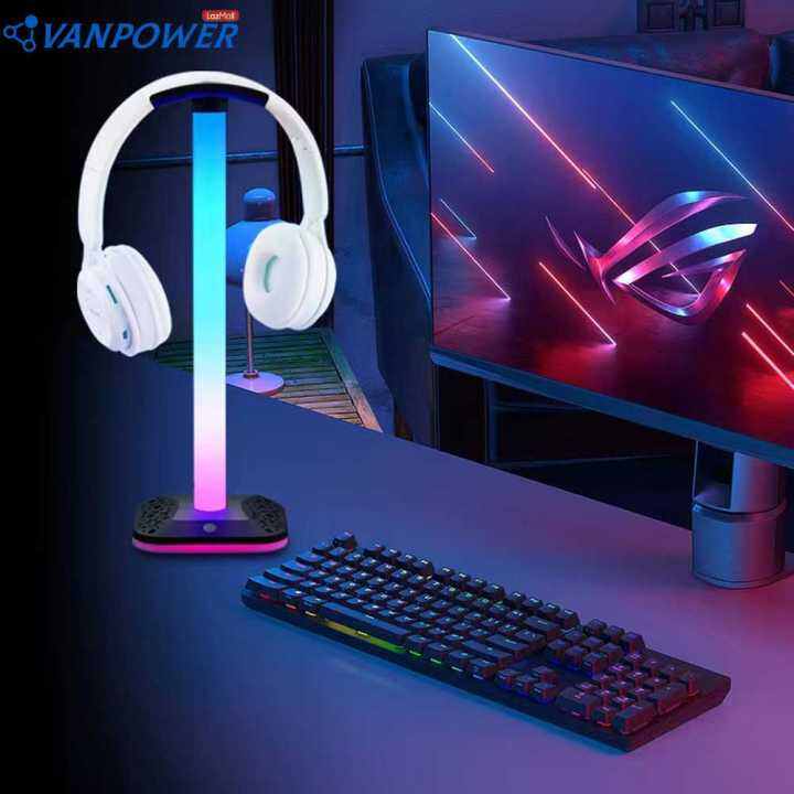RGB Stand Gaming Headphone Stand Holder USB Touch Control Strip Light Desk Gaming Headset Holder