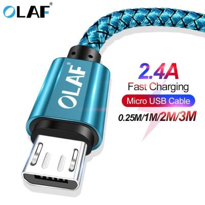 OLAF Micro USB Cable 2.4A Fast Charging 1M 2M 3M USB Charger Data Cable For Samsung Xiaomi Microusb Android Mobile Phone Cables Wall Chargers