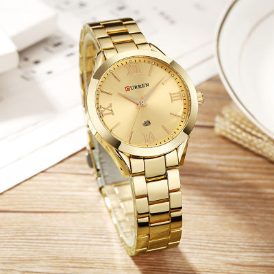 Curren Women Watches Top Brand Luxury Waterproof Gold Ladies Wrist Watch Stainless Steel Watch Women With Box Relogio Feminino