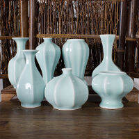 แจกันเซรามิคเครื่องปั้นดินเผาตกแต่งบ้านเครื่องประดับ Fine Celadon Glaze แจกันขนาดเล็กของขวัญเดสก์ท็อปงานฝีมือขนาดเล็ก Room Home Decor Florero