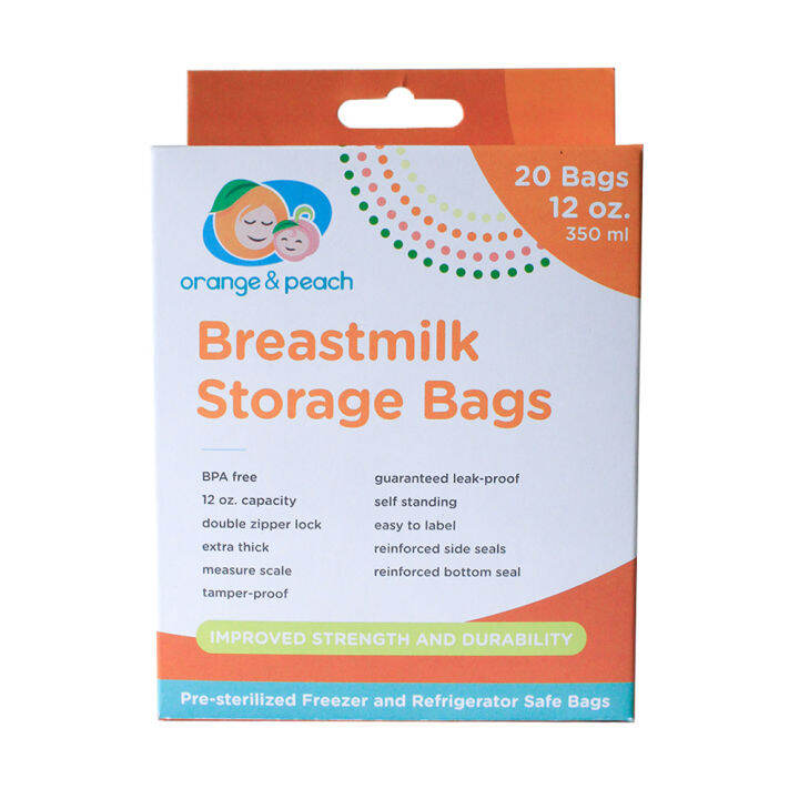 Orange and Peach Breastmilk Storage Bags 12 oz. Baby Milk Bag