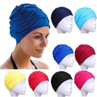 1pc New Nylon Turban Diving Hat Adults Swimming Caps Men Women Long Hair Waterproof Pool Bathing Hats Ear Protect Elastic Swim Caps