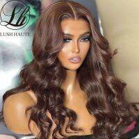 【LZ】●✿  Dark Brown Body Wave Lace Front Wig Synthetic Chocolate Brown Colored Lace Front Wigs Glueless For Black Women 180  Density