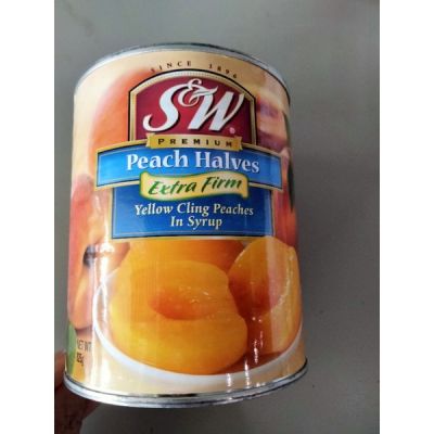 🔷New Arrival🔷 S&amp;W Peach Halves Extra Firm ลูกพีชครึ่งผลในน้ำเชื่อม เอสแอนด์ดับบลิว 825g. 🔷🔷