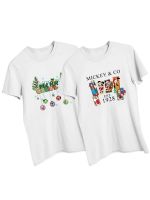 ผู้หญิงใหม่ Disney เสื้อยืดน่ารักการ์ตูน Mickey Minnie Donald Daisy Goofy พลูโตพิมพ์ Simple Trend Tshirt Merry Christmas Top 2pcs