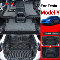 สำหรับ Tesla รุ่น Y 5ที่นั่งชั้น Liners Trunk Mats Non-Slip XPE หนัง Mats All-Weather ด้านหน้า Backseat แถว Cargo Mat