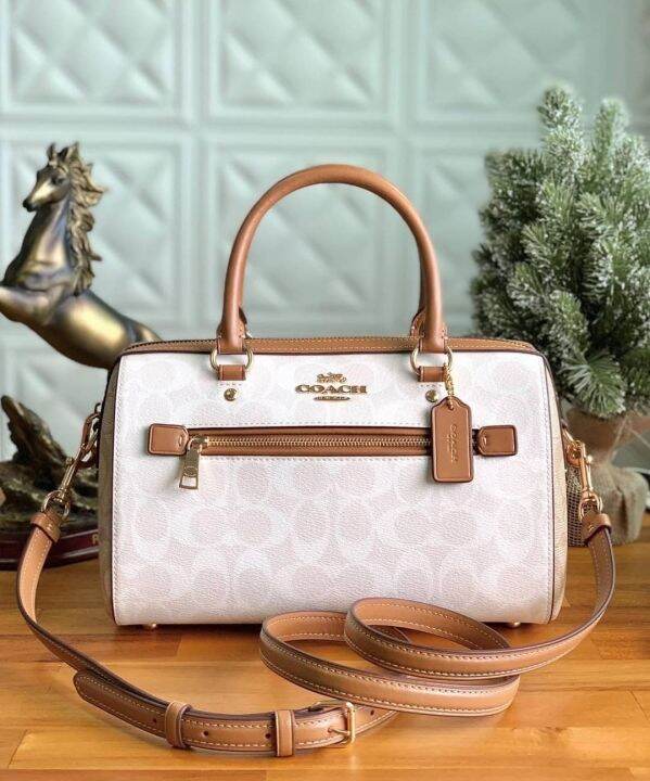 Coach CA149 Rowan Satchel In Blocked Signature Canvas - Chalk Multi ...