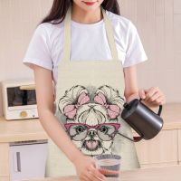 ZZOOI Cartoon Cat Dog Wearing Glasses Apron Kitchen Sleeveless Aprons for Women Cooking Accessories Coffee Shop BBQ Chef Waist Bib