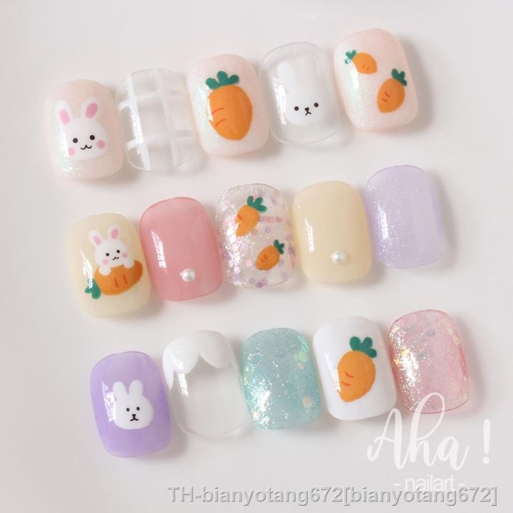 lz-1pcs-kawaii-rabbit-nail-art-sticker-korean-self-adhesive-decal-cartoon-simple-strokes-sliders-manicure-decorations-parts-gdk-025