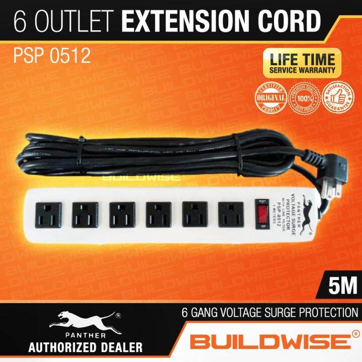 Panther 6Gang 5M PSP 0512 Voltage Surge Protector Extension Cord PSP
