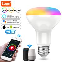 Tuya Wifi LED Light E27 หลอดไฟ RGB 15W RGBWW สีหรี่แสงได้แอพชีวิตอัจฉริยะทํางานร่วมกับ Alexa Google สําหรับตกแต่งบ้านあ