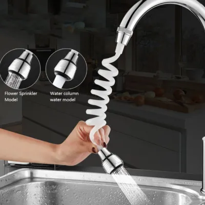 360 Rotatable Bubbler Tap Adapter Faucet Extender Bathroom Kitchen Faucet Long Hose Portable Telescopic Shower Nozzle Sprayer