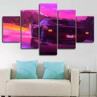 Retro Wave กีฬา Neon Car Wall Art โปสเตอร์ภาพวาดภาพตกแต่งบ้านสำหรับตกแต่งห้องนั่งเล่น