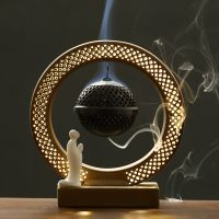 With 20 Cones USB LED Light Backflow Incense Burner Incense Holder Zen Meditation Relaxation Smooth Yoga Aromatherapy Home Decor