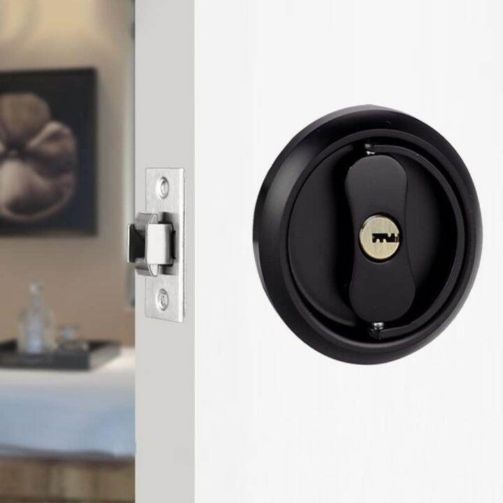 【LZ】 LWZH Recessed Interior Sliding Door Lock Round Privacy Sliding Door Closing with Keys