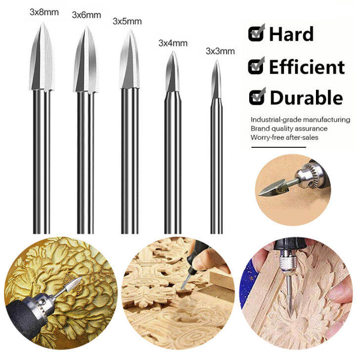 5pcsset Wood Carving Drill Bit Hss Engraving Drill Bit Set Solid Carbide Steel Root Milling