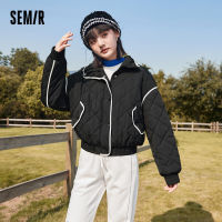 Semir Cotton Coat เสื้อผ้าผู้หญิง Stand-Up Collar Contrasting เสื้อหล่อ2022ฤดูหนาวใหม่เสื้อหลวมบางหญิง Cool Fashion