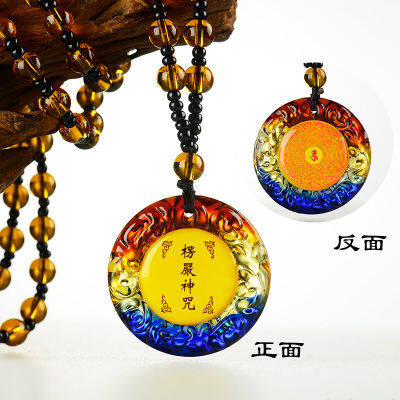 On Sale Shurangama จี้เงินสลักตัวอักษรจี้ Liuli หกตัวอักษร Mantra สร้อยคอเพื่อความสงบพุทธพระพุทธรูปทิเบต