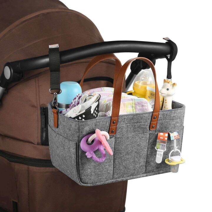 baby-diaper-caddy-organizer-holder-shower-basket-nursery-storage-bin-car-storage-basket-wipes-toys-tote-bag-light-grey