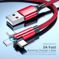 Essager สายไฟแบบหมุนได้540เส้นไมโคร USB สายชาร์จเร็ว3A ชนิด C เครื่องชาร์จยูเอสบีสำหรับโทรศัพท์มือถือ