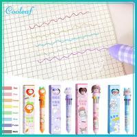 COOLEAF 1PC การ์ตูนลายการ์ตูน ปากกาลูกลื่นสิบสี เครื่องเขียนของโรงเรียน หลายสี ปากกาที่เป็นกลาง แฟชั่นสำหรับผู้หญิง ปากกาบัญชีมือ สำหรับนักเรียน