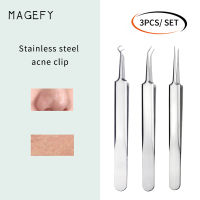 MAGEFY 3 ชิ้นสแตนเลสสิวคลิปปากคีบก้ามลบสิวB Lackheadใบหน้าเครื่องมือเสริมความงามสำหรับขนตาปลอม