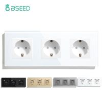 BSEED เต้ารับสามขาเต้าเสียบฝังผนังไฟฟ้ามาตรฐาน EU แก้วคริสตัลไฟฟ้า USB ซ็อกเก็ต EU เต้าเสียบไฟชนิด C ค่าโทรศัพท์