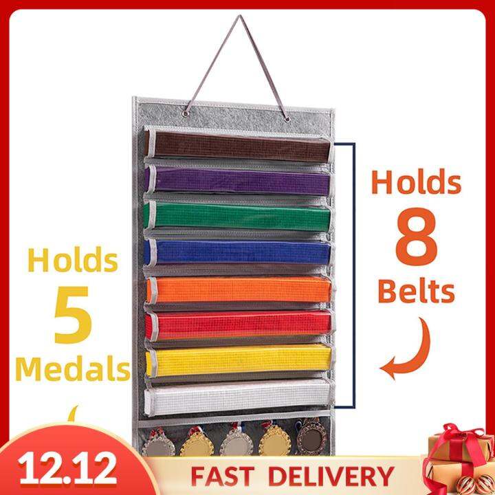 Gispark Martial Arts Belts Organizer Adults for 8 Belts Hold 5 Medals