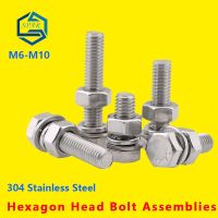 Hexagon Head Bolt Spring Lock Washer and Plain Washer and Nut Assemblies Hexagon Bolt Screw and Nut Set 304 Stainless Steel