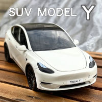 1:24 Tesla รุ่น Y SUV รถรุ่น Diecast โลหะของเล่นรถรุ่นจำลองเสียงและแสงคอลเลกชันเด็กของขวัญ