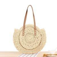 □♟✶  2023 Round for Rattan Woven Beach CrossBody Female Message Handbag Totes