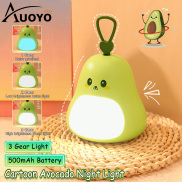 Auoyo Cute Night Light Cartoon Avocado Night Light Rechargeable LED Light