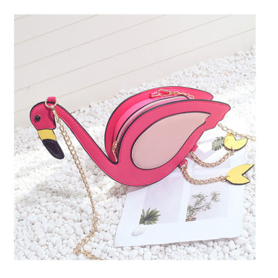 Flamingo Chains Shoulder Bags Cheap Women O Bags Pink Bird Bolsas Feminina Sac De Plage Flamingo Cheap Leather Handbag