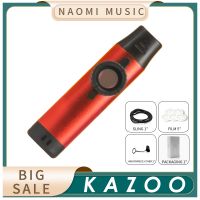 【Moon Musical】 NAOMI Red Metal Kazoo Flute 5ฟิล์มเสริมพร้อมโทนเสียงที่ปรับได้ง่ายต่อการเรียนรู้เครื่องดนตรีสำหรับเด็ก/ผู้ใหญ่/คนรักดนตรี